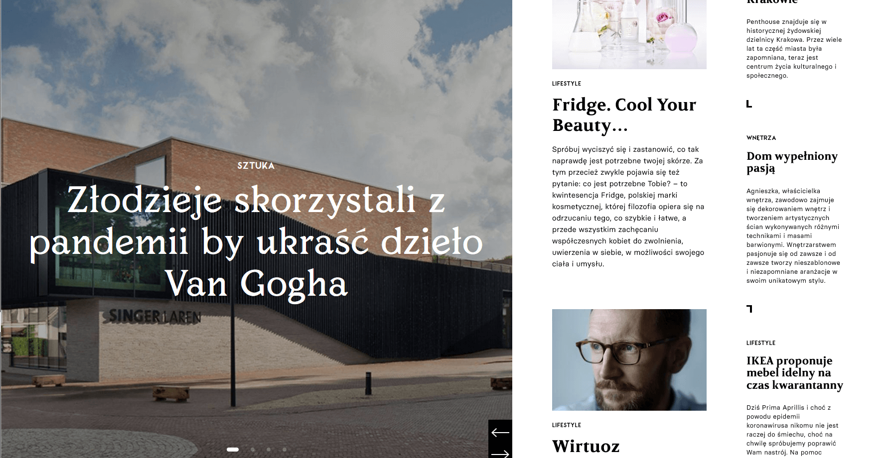 Brak paginacji ekran dwudzielny label magazine
