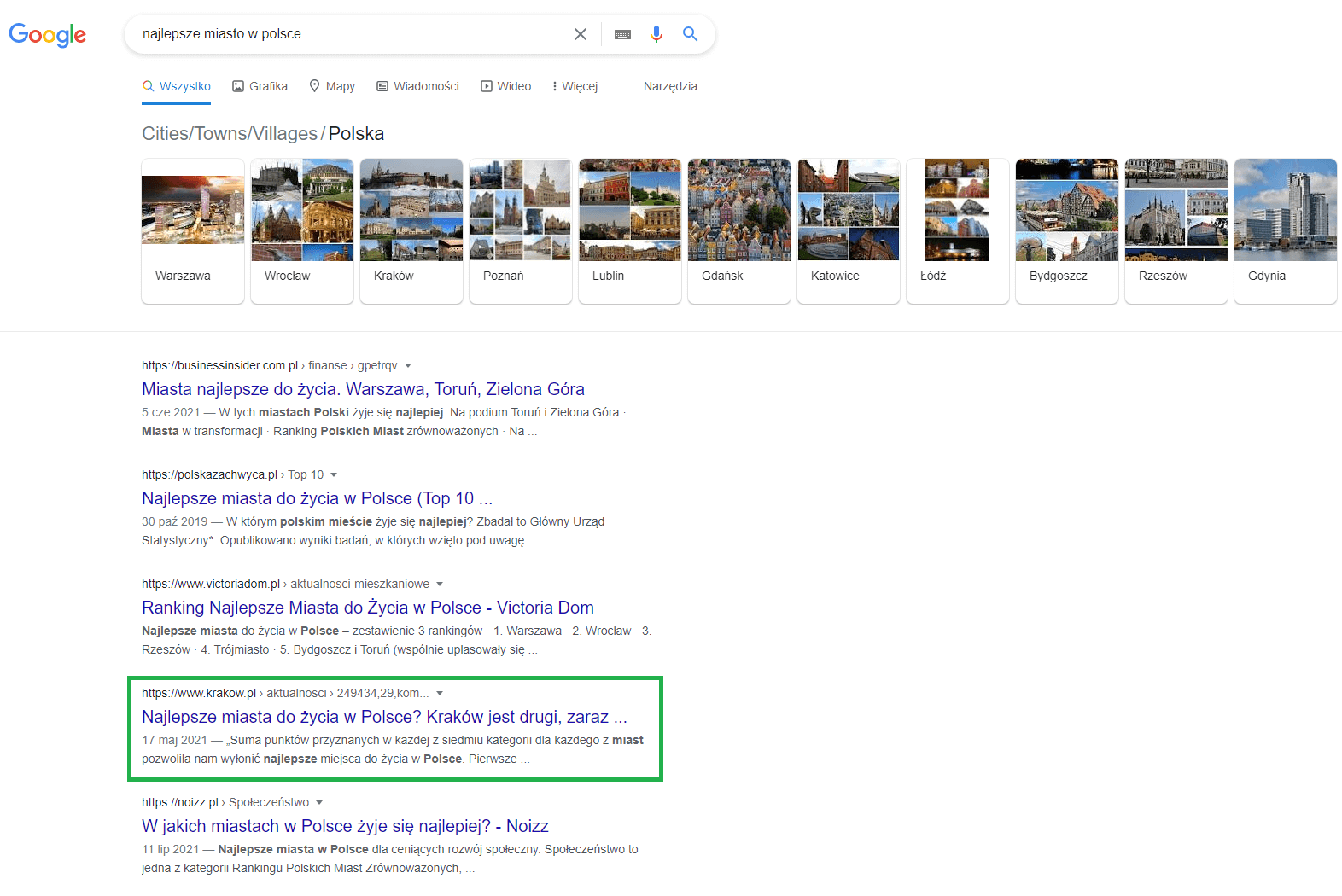 internetowy marketing terytorialny w wyszukiwarce Google