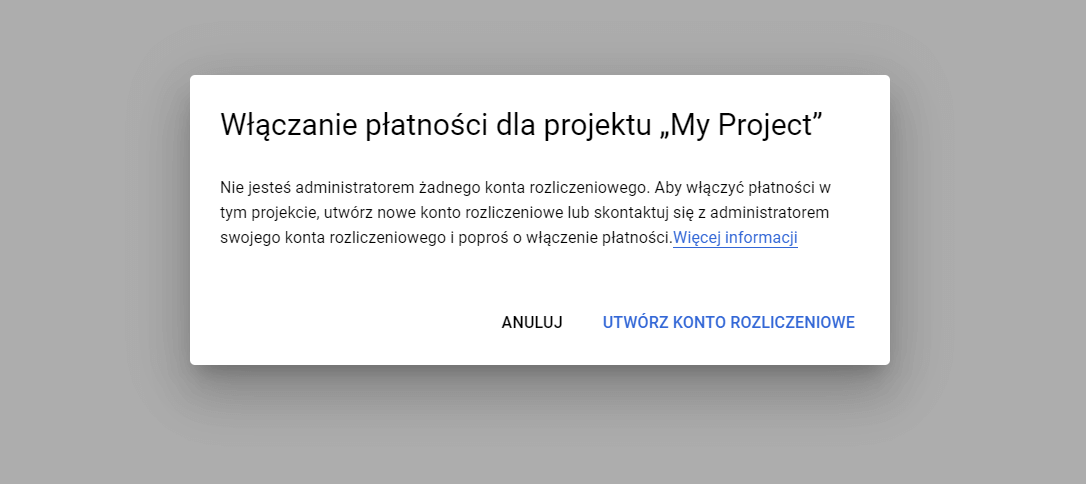 jak założyć konto rozliczeniowe Google Maps krok 3