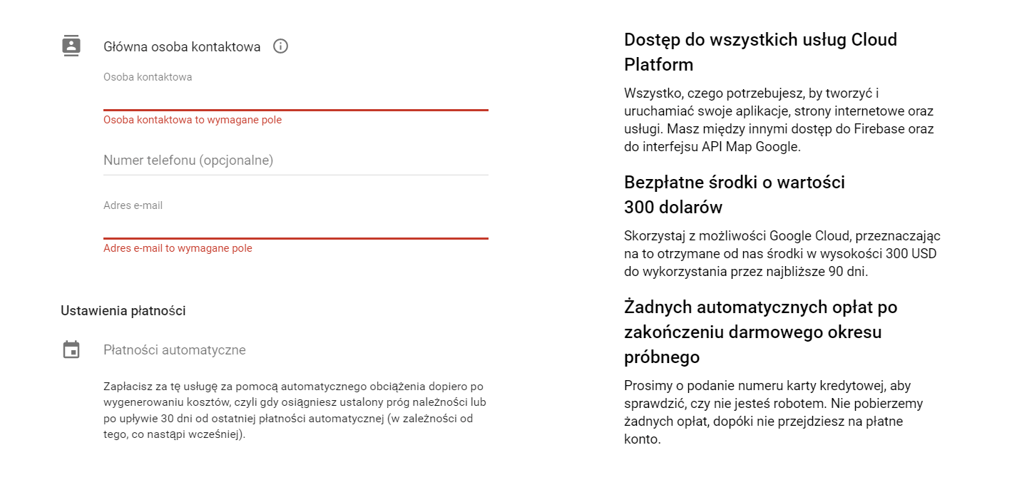 jak założyć konto rozliczeniowe Google Maps krok 6b