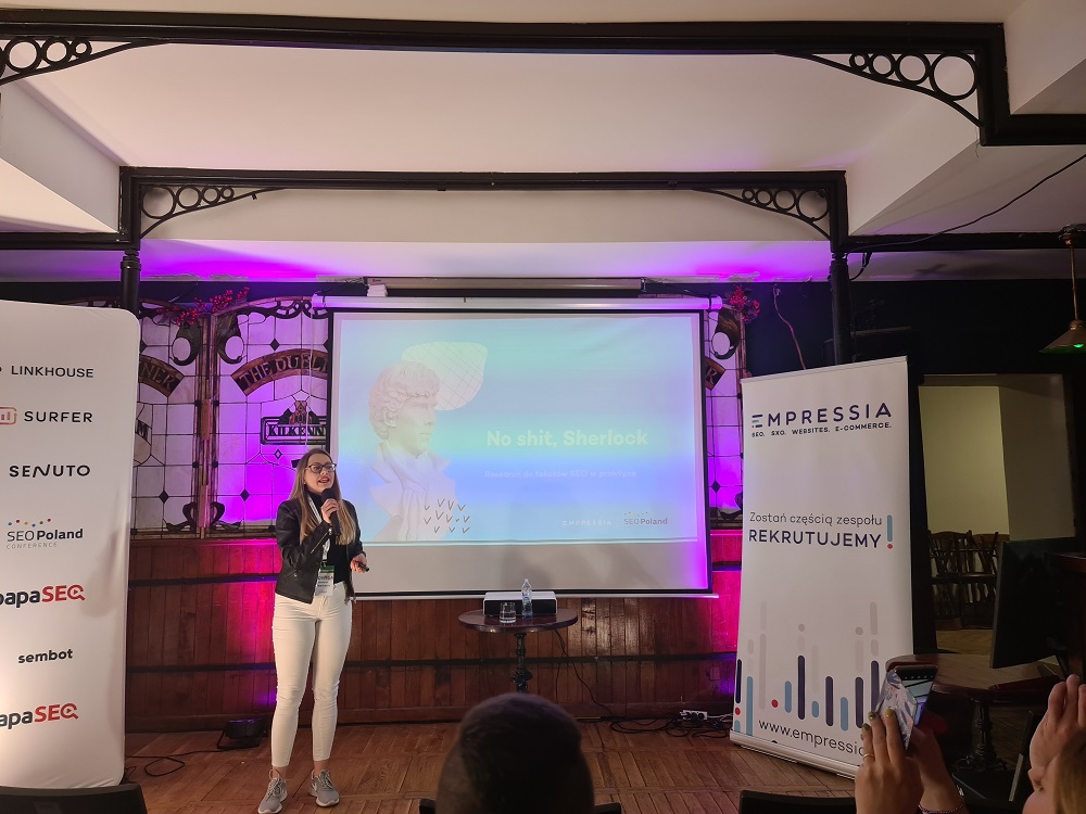 Jadwiga Dabińska no shit Sherlock research do tekstów seo w praktyce barcamp Poznań