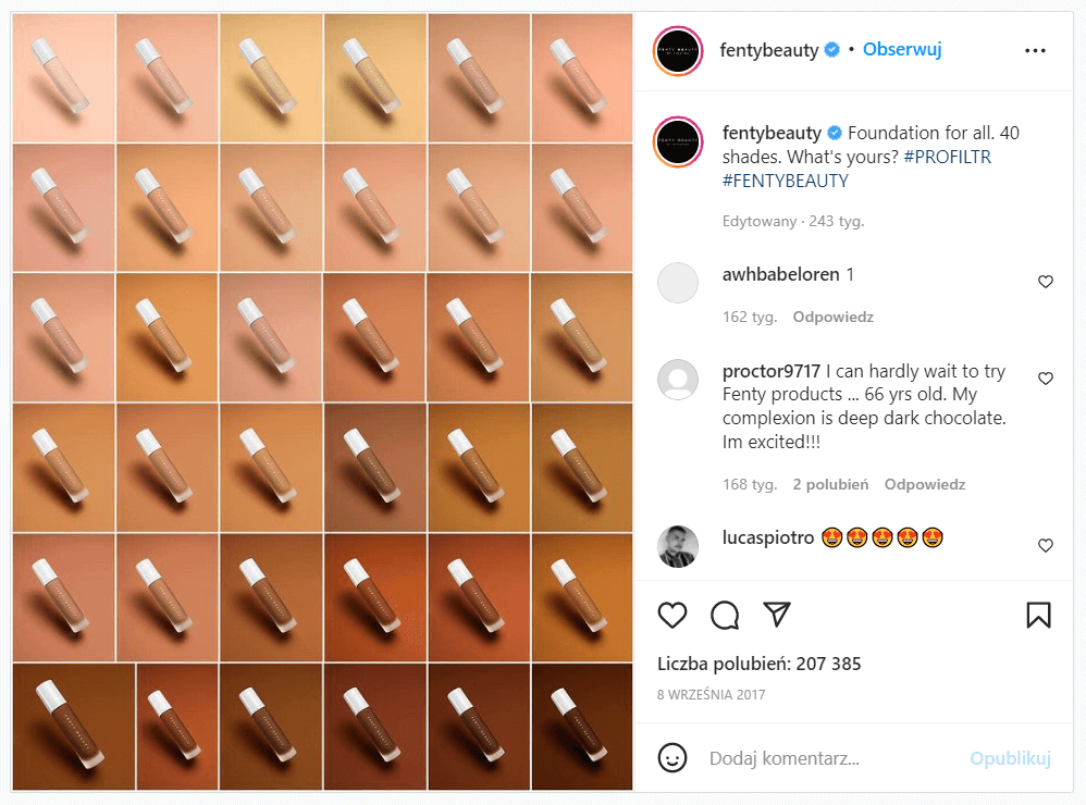 marketing różnorodności przykłady Fenty Beauty