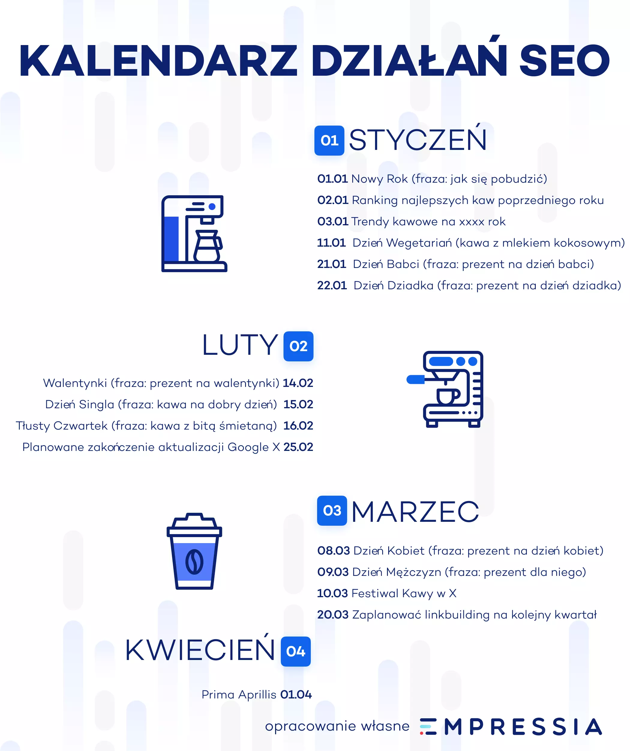 kalendarz działań seo