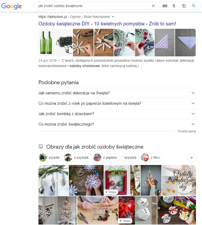 reklamy świąteczne w wyszukiwarce Google