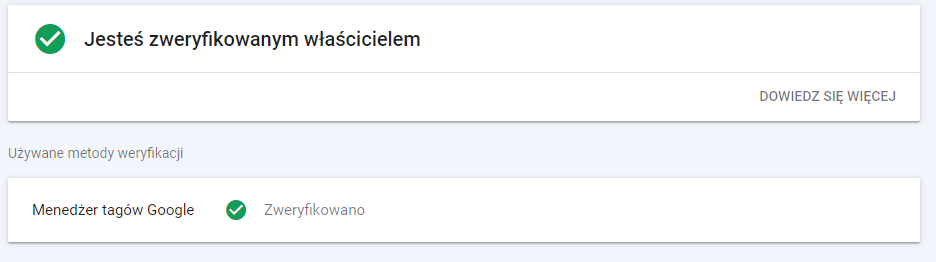 jesteś zweryfikowanym użytkownikiem GSC