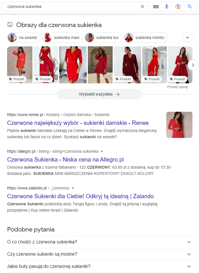 różne wyniki wyszukiwania pod jedną frazę kluczową