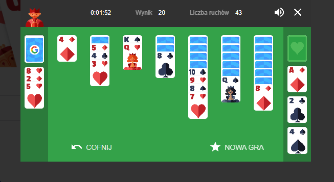 czego nie wpisywać w google pasjans