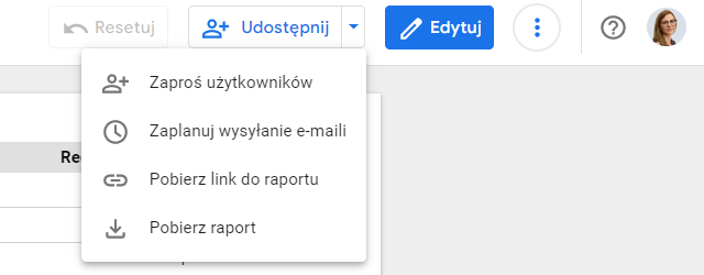 udostępnianie raportu looker studio