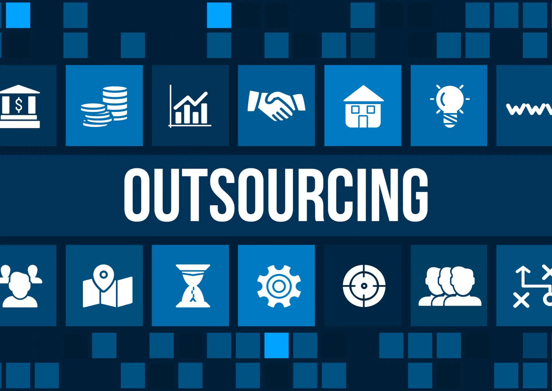 napis outsourcing ikony