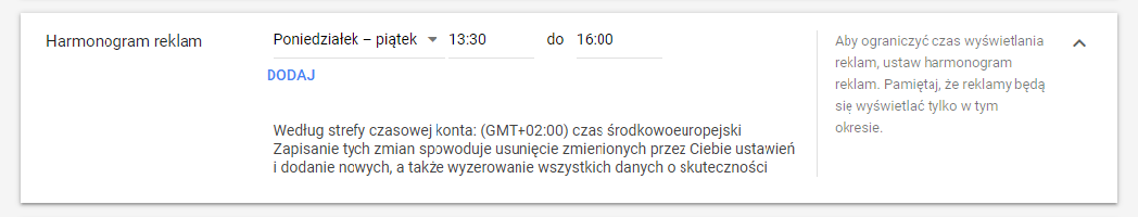 harmonogram reklam