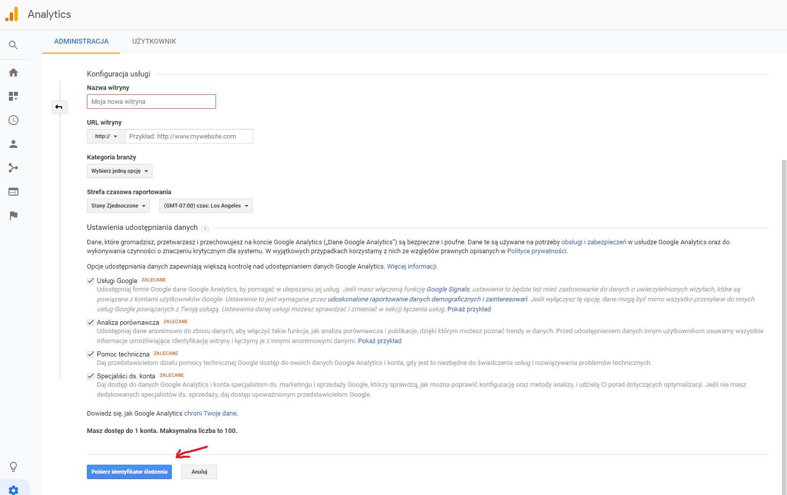 jak założyć google analytics 2