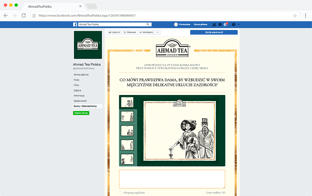 aplikacja facebook Ahmad Tea Polska