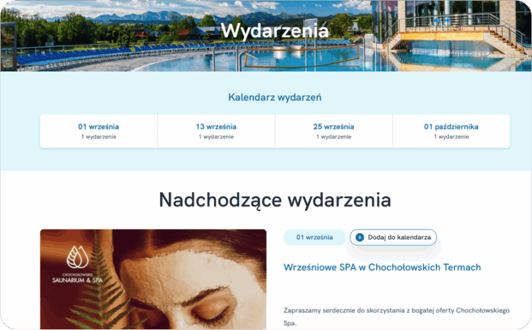 Chochołowskie Termy case study WWW wydarzenia
