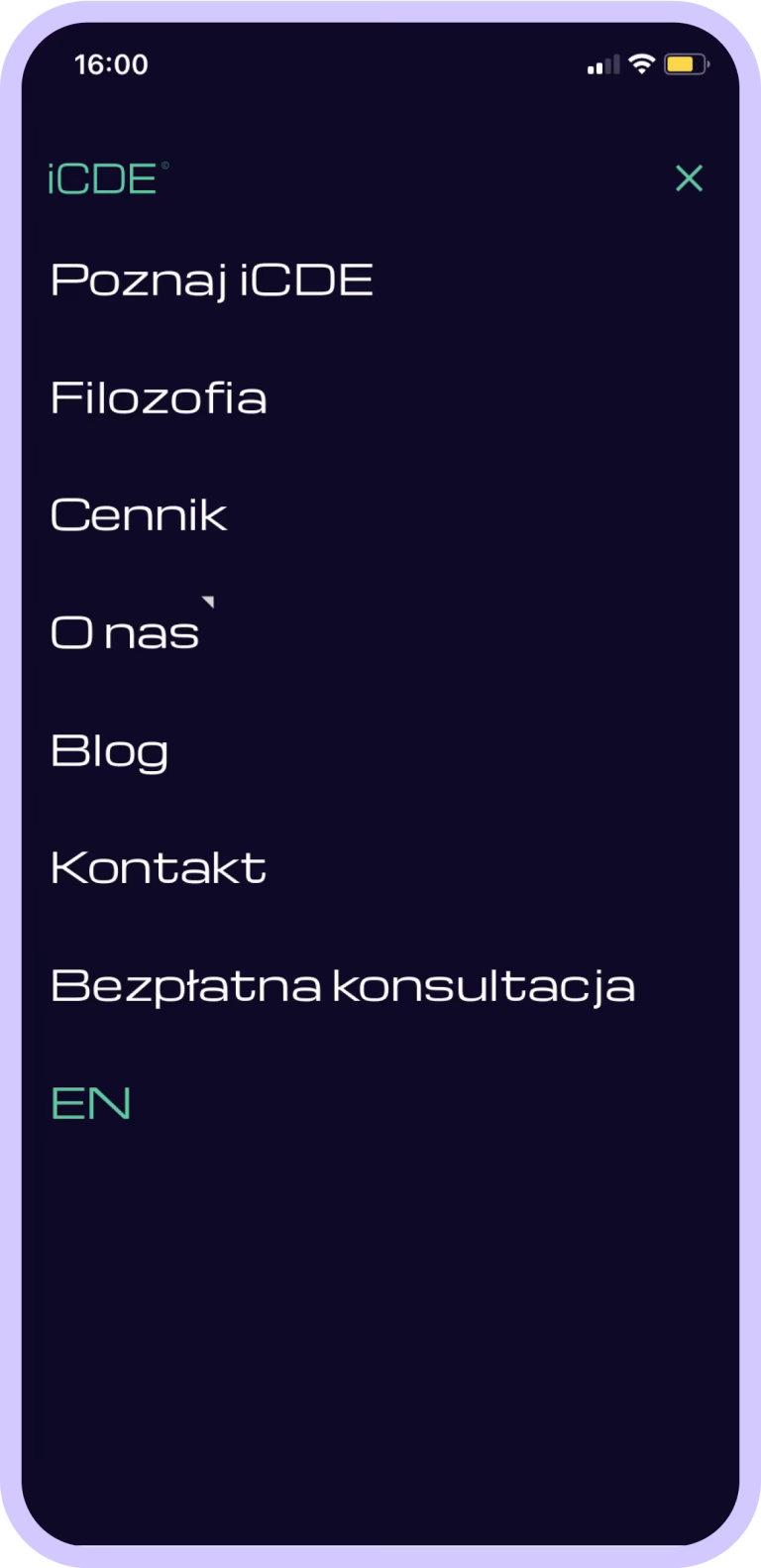 iCDE realizacja strony WWW widok mobile