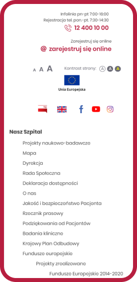 strona dla szpitala widok mobile