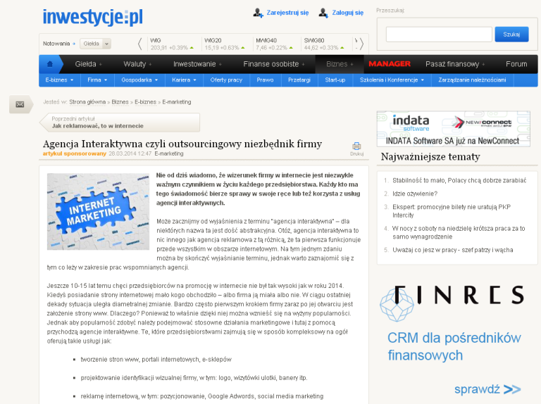 Artykuł naszego autorstwa na portalu inwestycje.pl