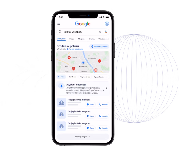 widoczność strony internetowej szpitala w Google i modelach AI